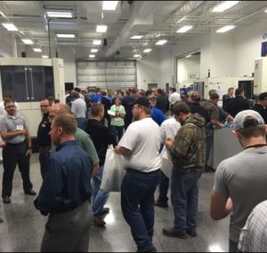 Attendees checking out the Oktoberfest Tool Show booths